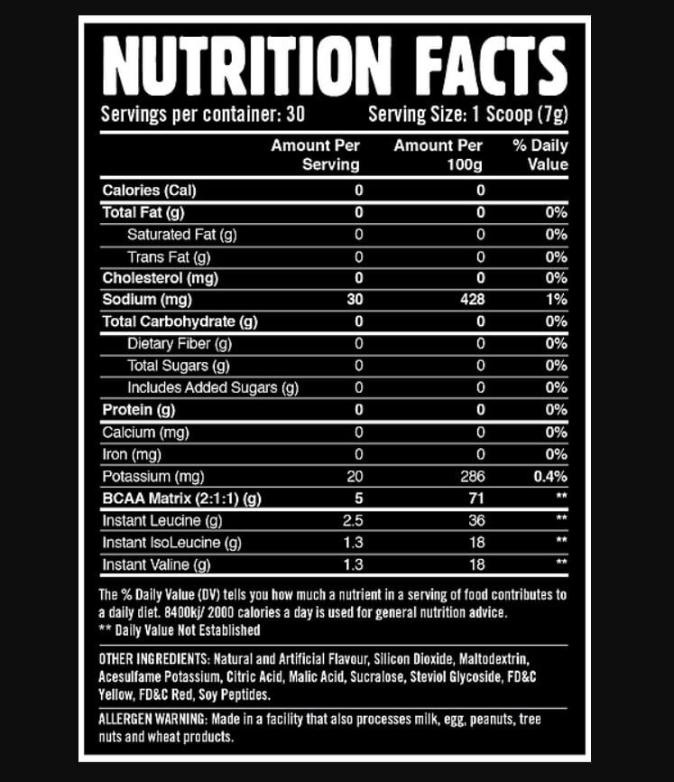 sinner bcaa electrolytes nutrition depot philippines nutrition facts