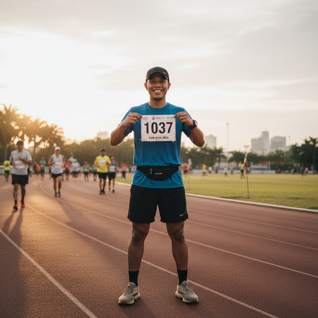 Beginner runners warming up for a fun run in the Philippines