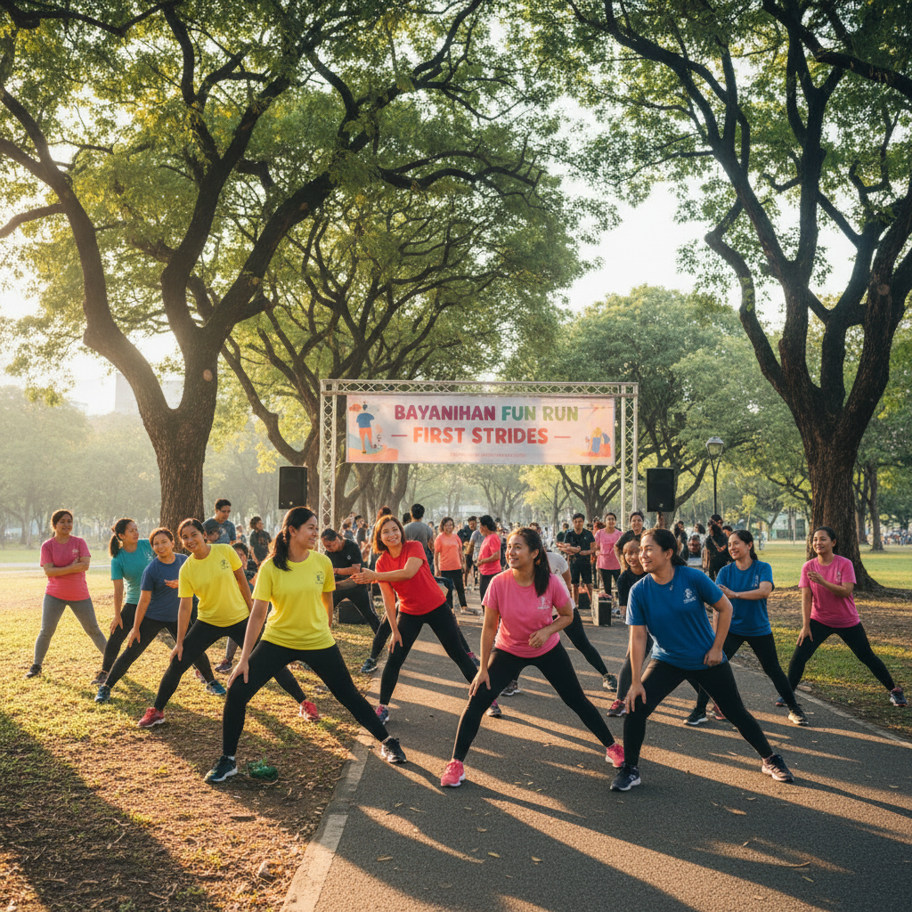 Runners at a hydration station during a Manila fun run