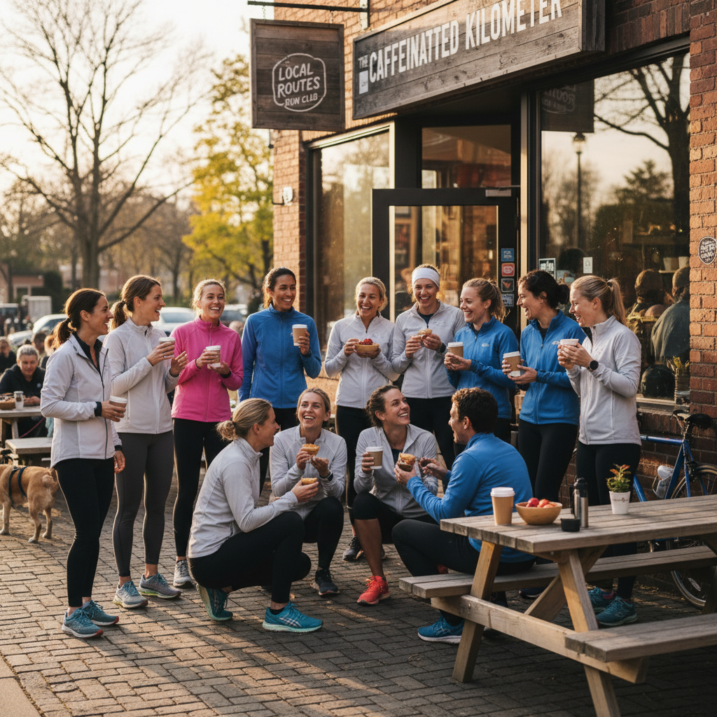 A group of friends planning a run, symbolizing the first step to starting a new sports club.